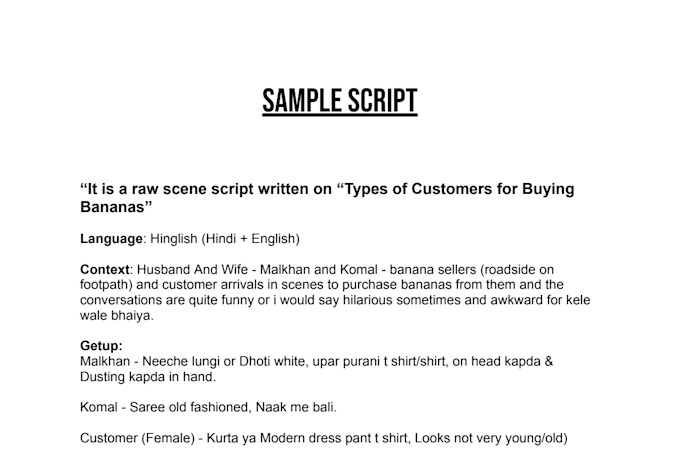create a comedy skit or vine skit with dialogues